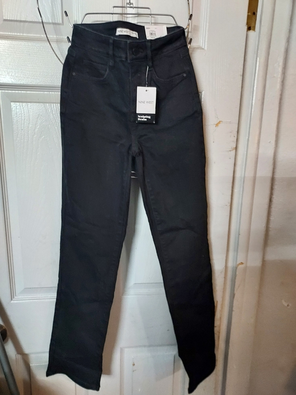 Nine West Black High-Rise Straight-Leg Jeans